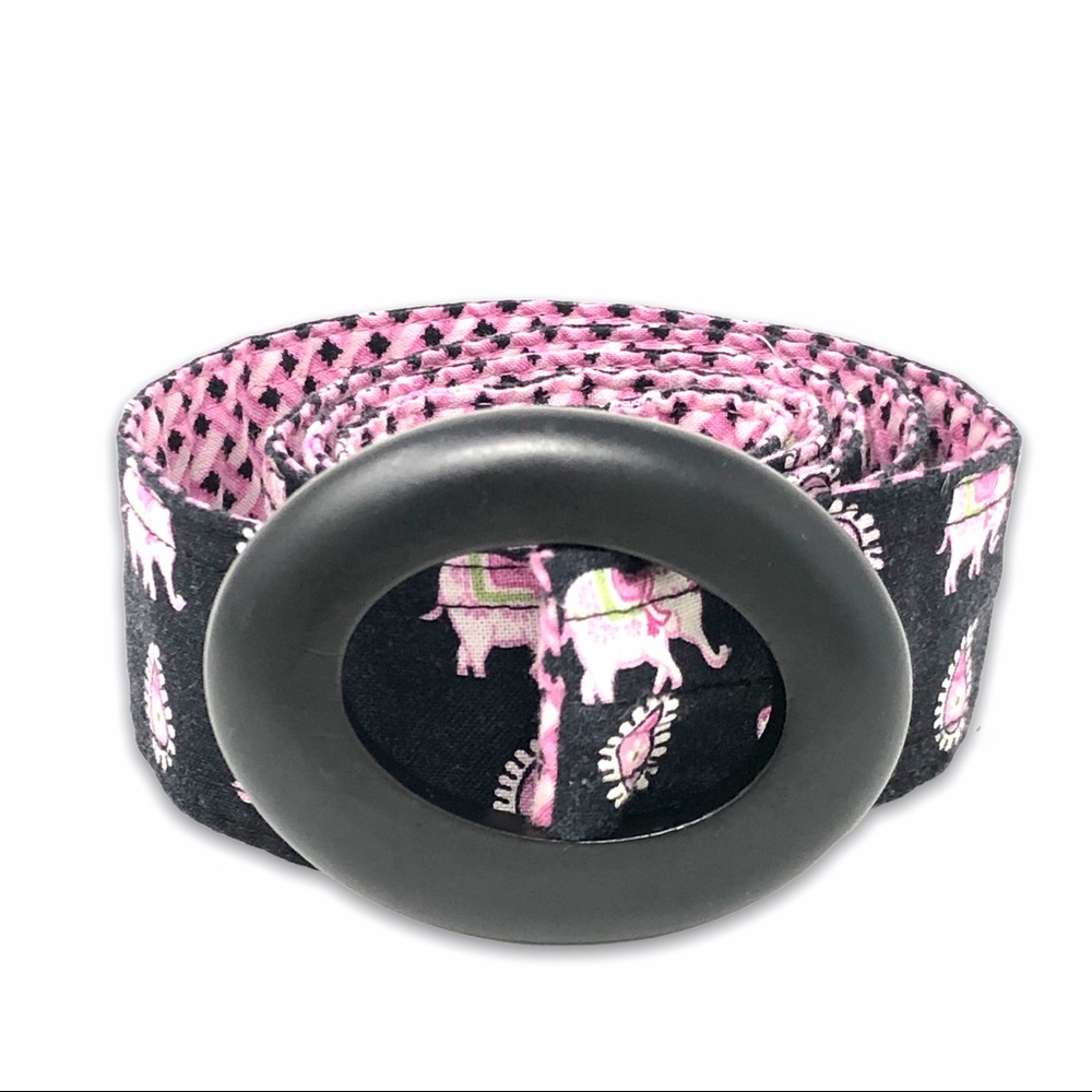 Vera Bradley Elephant & Pink Basket Weave Belt 44"